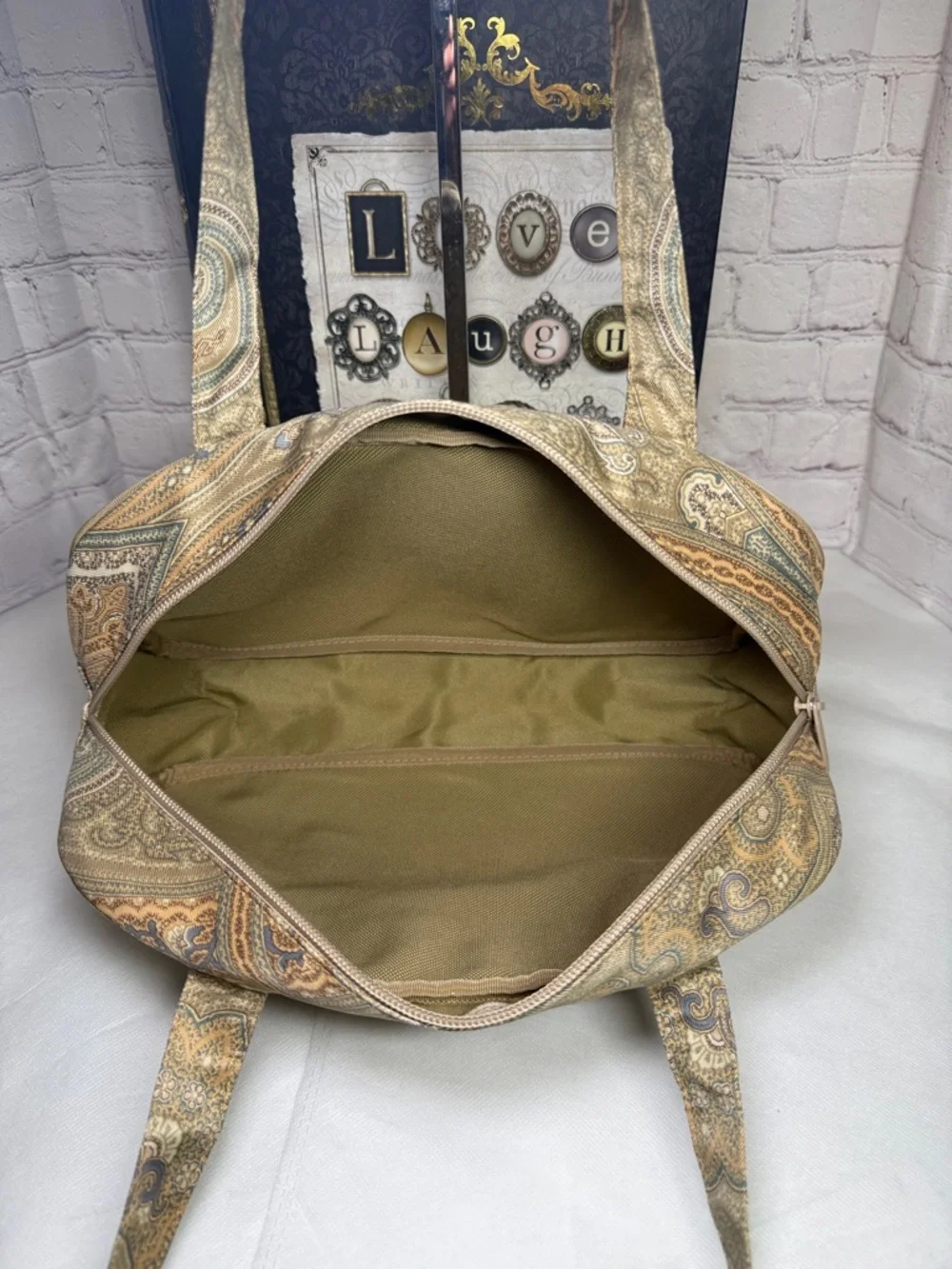 Etro Profumi Paisley Canvas Large Shoulder Bag 11.75x6.5x3.25in NWOT - Picture 14 of 14